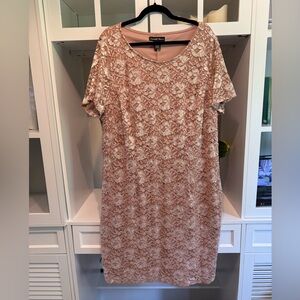 Elegant Lace Overlay Dress in Pink